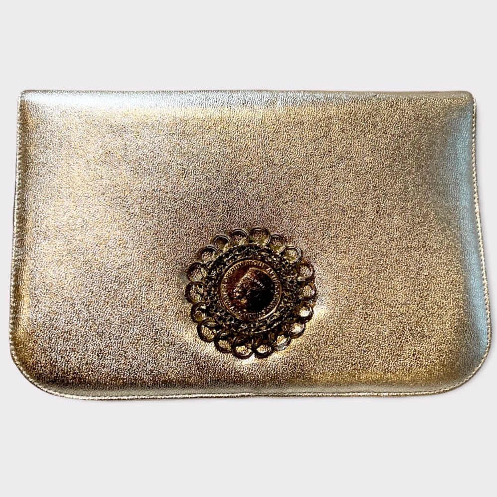 Vintage Miss Lewis Gold Egyptian Goddess Nefertiti Purse
